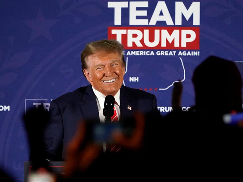 Republican presidential hopeful and former US President Donald Trump speaks during a rally in Laconia, New Hampshire, January 22, 2024. (Photo by TIMOTHY A. CLARY / AFP) (Photo by TIMOTHY A. CLARY/AFP via Getty Images)