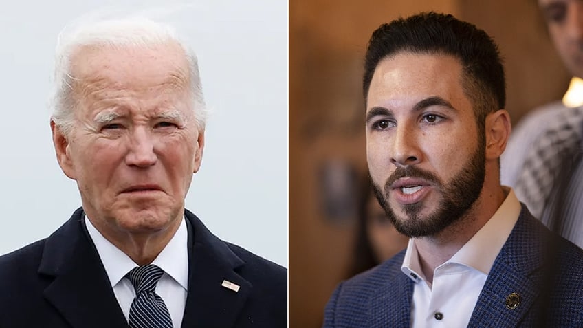 President Joe Biden (left) and Mayor of Dearborn Abdullah Hammoud (right)