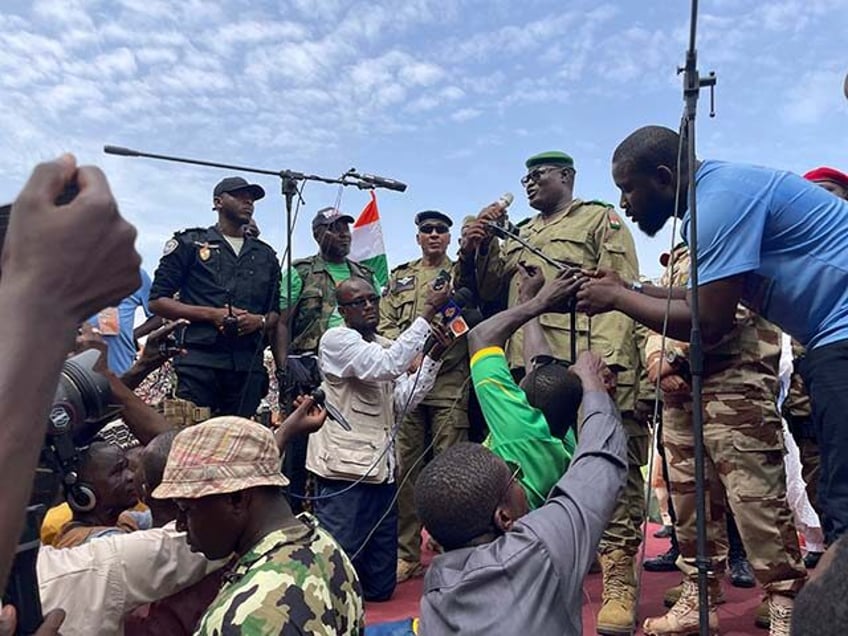 Mohamed Toumba, one of the soldiers who ousted Nigerian President Mohamed Bazoum, addresse