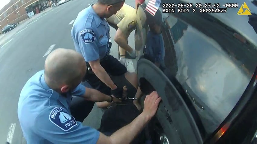 George Floyd is kneeled upon by former Minneapolis Police Department officer Derek Chauvin in Minneapolis