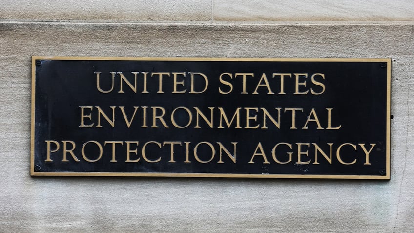 An Environmental Protection Agency sign is seen on a building in Washington, D.C., on July 12, 2024.