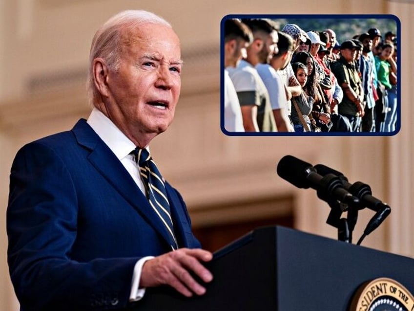 US President Joe Biden speaks in the East Room of the White House in Washington, DC, US, o