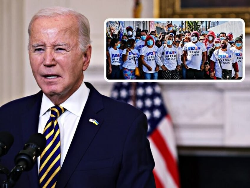 WASHINGTON, DC - FEBRUARY 06: U.S. President Joe Biden delivers remarks on the Emergency National Security Supplemental Appropriations Act in the State Dining Room of the White House on February 6, 2024 in Washington, DC. President Biden urged Congress to pass the Senate-negotiated $118.3 billion deal which would provide funding …