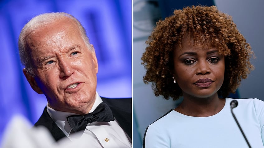 left-right split: Biden and Karine Jean-Pierre