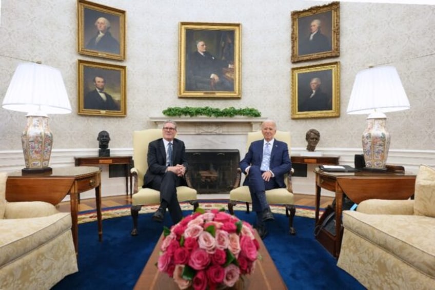 US President Joe Biden hosts a bilateral meeting with UK Prime Minister Keir Starmer in th