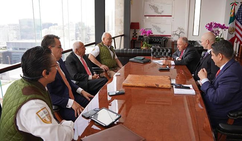 Biden-Harris DHS official Manuel Padilla and U.S. Border Patrol Chief Jason meet with Mexican immigration officials. (Photo: Mexico INM)