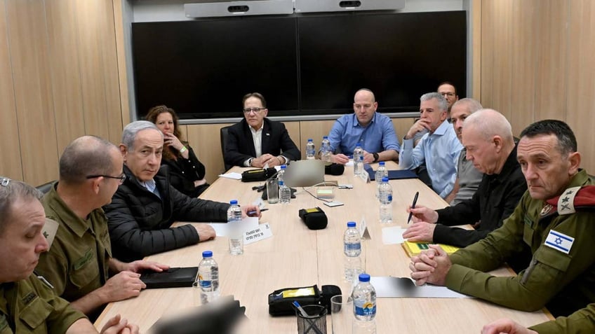 Prime Minister Benjamin Netanyahu conducts a security assessment at the air force HQ at the Kirya Base in Tel Aviv with the Minister of Defense, the Chief of Staff, the head of Mossad and the head of Shin Bet.