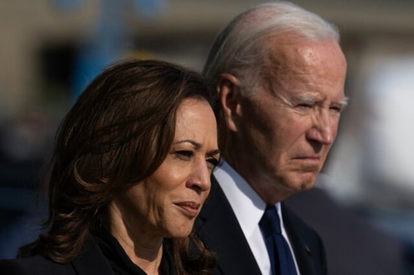 US Vice President and Democratic presidential candidate Kamala Harris and US President Joe