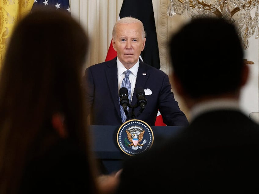 WASHINGTON, DC - MAY 23: U.S. President Joe Biden takes a question as he participates in a