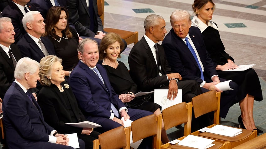 Former President Bill Clinton, former Secretary of State Hillary Clinton, former President George W. Bush, Laura Bush, former President Barack Obama, President-elect Donald Trump, and Melania Trump