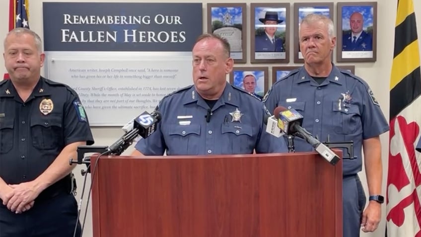 Sheriff Jeff Gahler of Harford County, Md., stands at a podium.