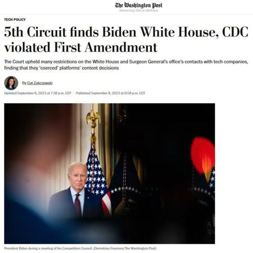 biden officials likely violated first amendment on social media 5th circuit court