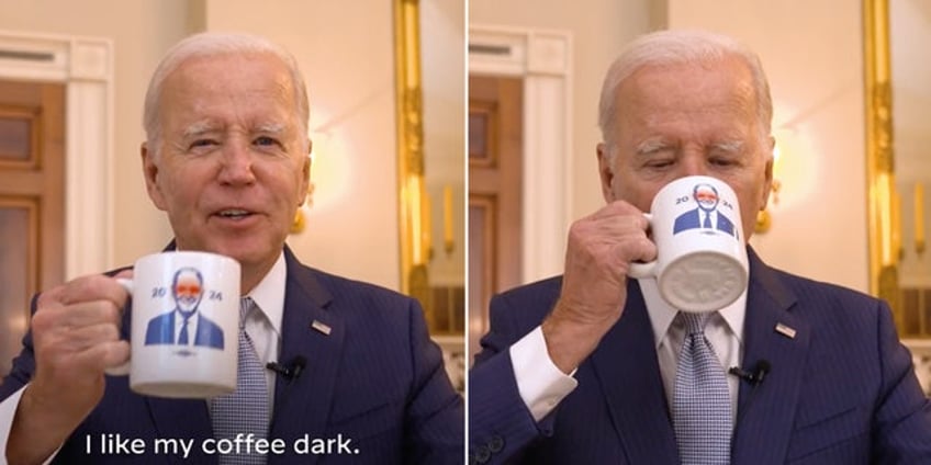 biden roasted for dark brandon coffee mug campaign video max cringe