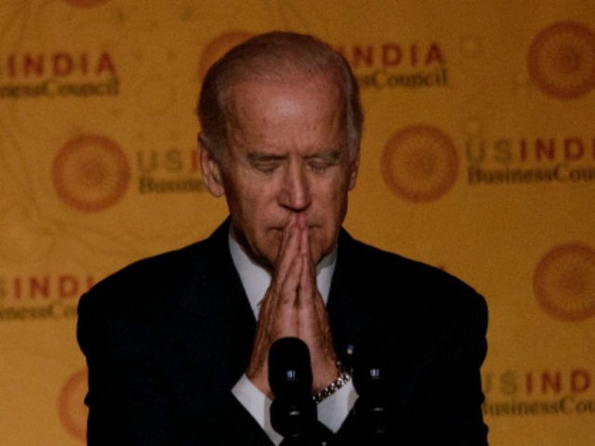 US Vice President Joe R. Biden pauses while speaking during a reception for the US-India S