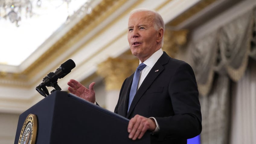 U.S. President Joe Biden delivers a speech at the State Department in Washington, U.S. January 13, 2025. REUTERS/Evelyn Hockstein