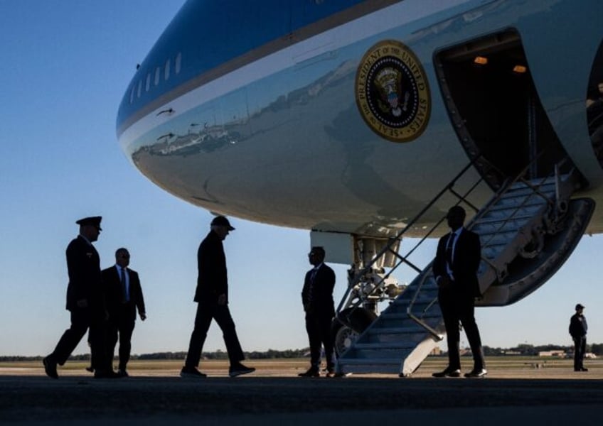 US President Joe Biden boards Air Force One at Joint Base Andrews, heading to Berlin