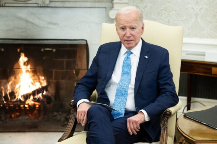 US President Joe Biden speaks during a meeting with Italian Prime Minister Giorgia Meloni