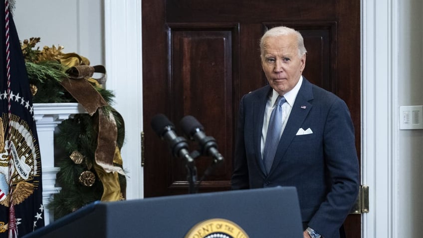 President Biden delivers remarks on the latest developments in Syria at the White House on Dec. 8, 2024. (Pete Marovich/Getty Images)