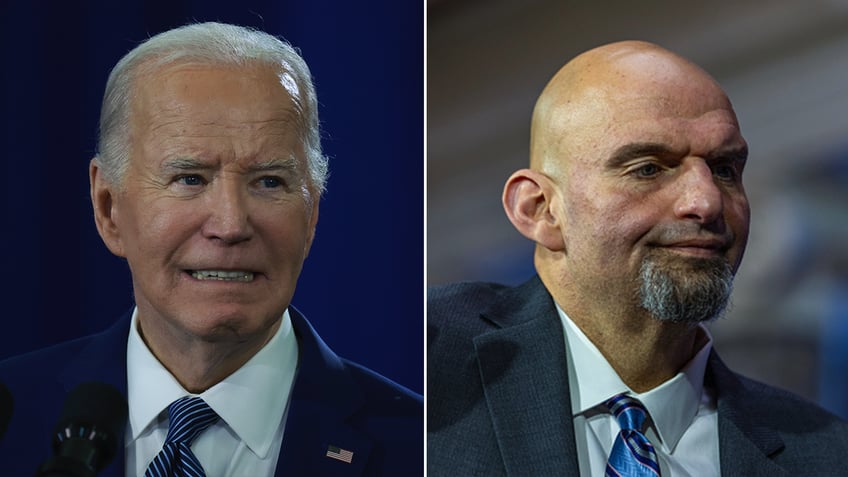 Joe Biden and John Fetterman split image