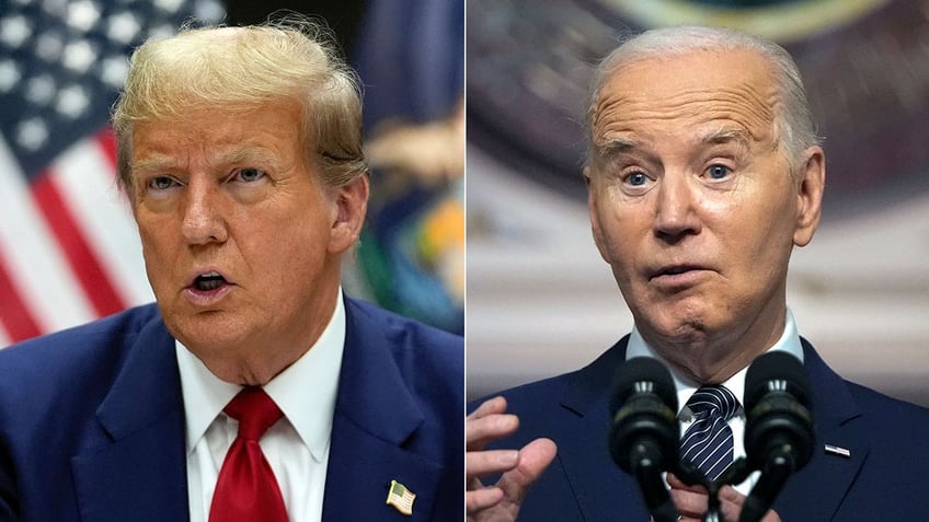 Trump and Biden recent split image