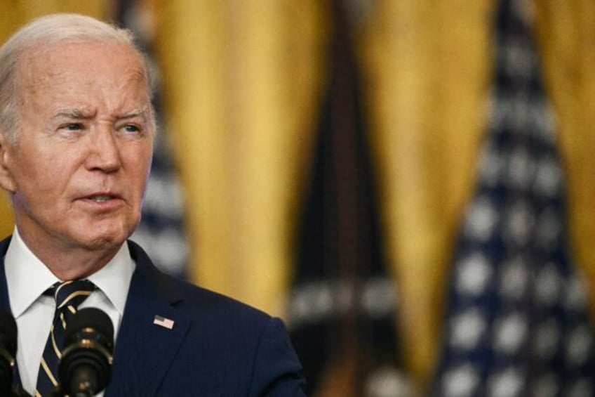 US President Joe Biden speaks in the East Room of the White House on June 4, 2024