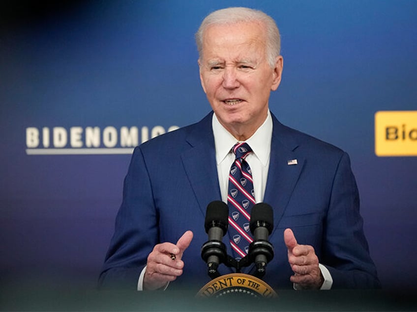 President Joe Biden speaks during an event on the economy, from the South Court Auditorium of the Eisenhower Executive Office Building on the White House complex, Monday, Oct. 23, 2023. (AP Photo/Jacquelyn Martin)