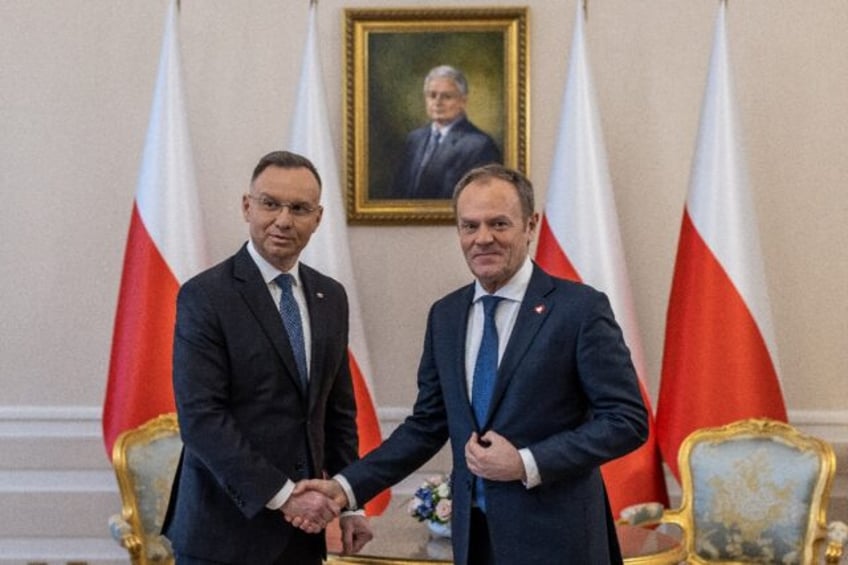 Polish President Andrzej Duda (L) and Polish Prime Minister Donald Tusk (R) have been feud