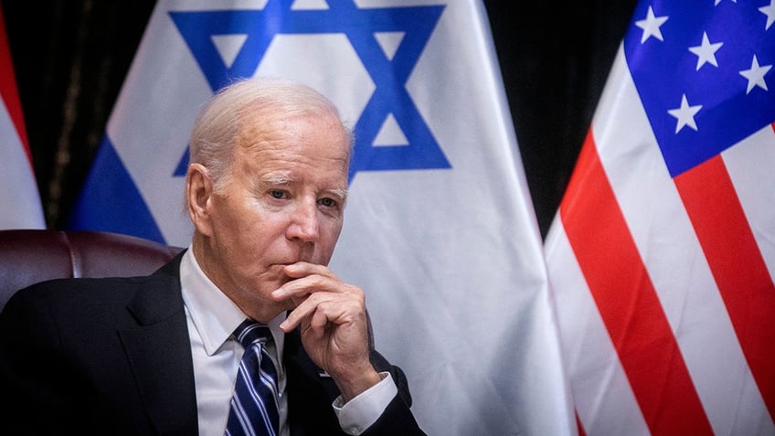 Biden, Israel, US flags