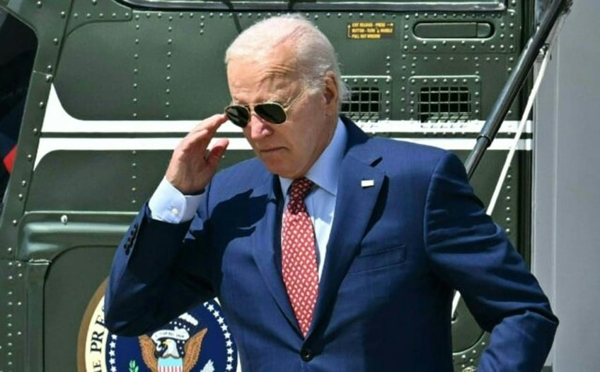 US President Joe Biden arrives at Delaware Air National Guard Base in New Castle, Delaware