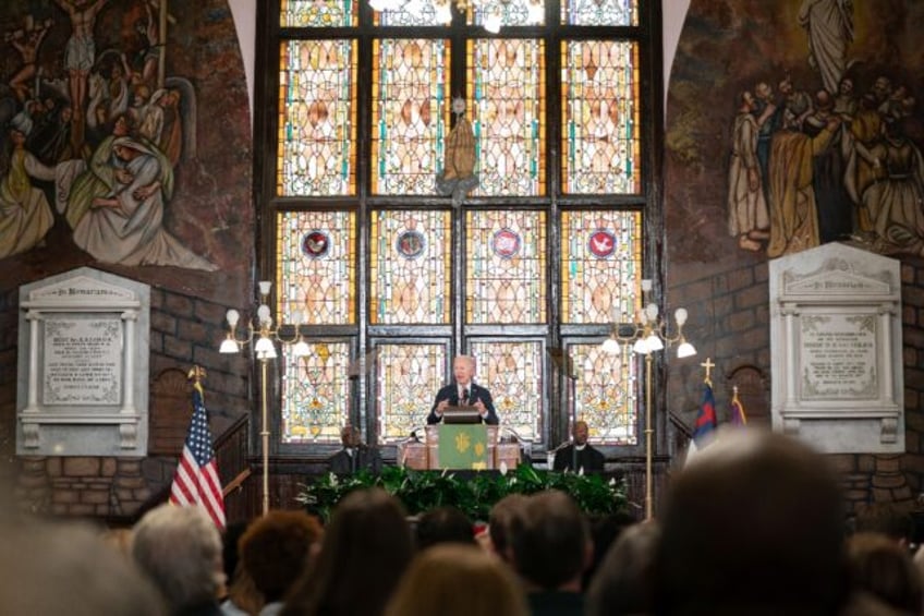 President Joe Biden speaks at Mother Emanuel AME Church in Charleston, South Carolina in J