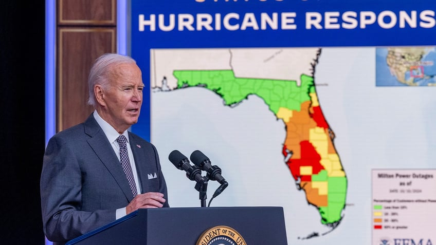 President Biden at podium with Florida map in background