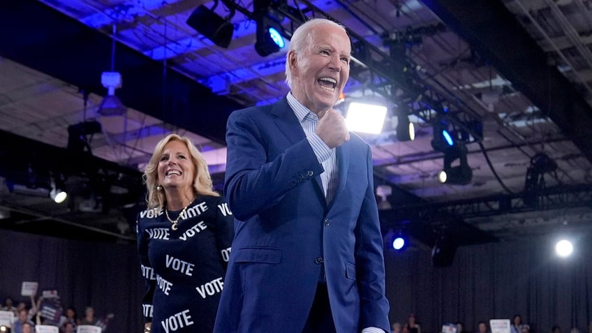 Joe and Jill Biden walk off stage