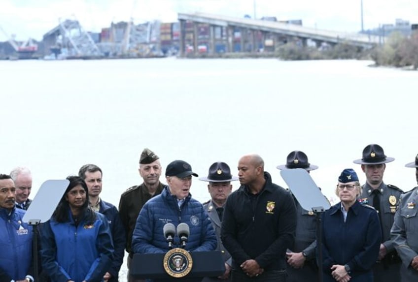 US President Joe Biden speaks about the collapse of the Francis Scott Key Bridge after it