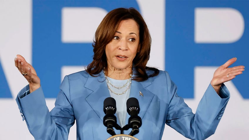 Vice President Kamala Harris speaks at a campaign rally on June 28, 2024 in Las Vegas.