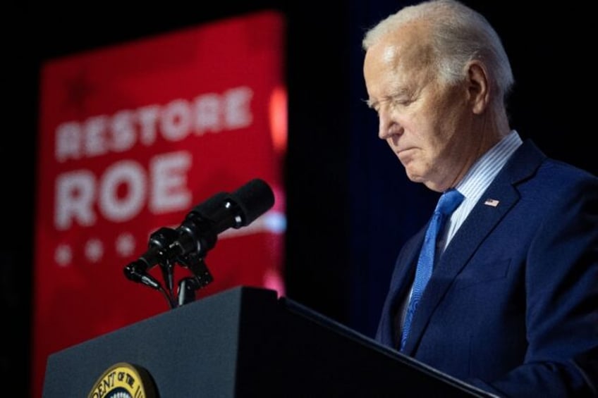 US President Joe Biden speaks during the rally in Manassas, Virginia