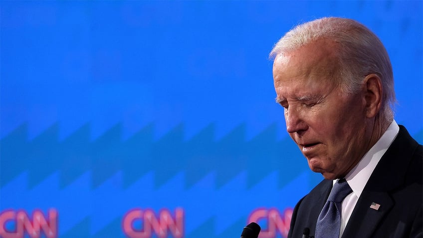 Joe Biden closing eyes in CNN debate shot