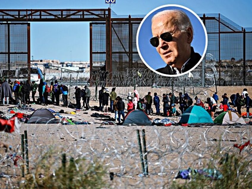 CIUDAD JUAREZ, MEXICO - DECEMBER 27: People camp as they wait to cross the border between Mexico and the United States in Ciudad Juarez, Mexico on December 27, 2023. US Secretary of State Antony Blinken led the US delegation to meet Mexican President Andres Manuel Lopez Obrador as the pressure …