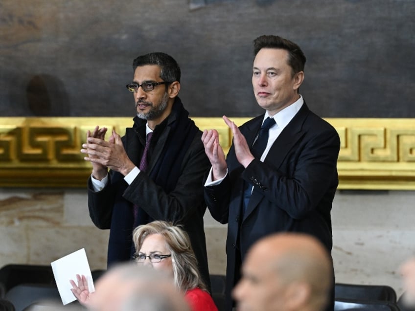 Sundar Pichai of Google and Elon Musk cheer Donald Trump