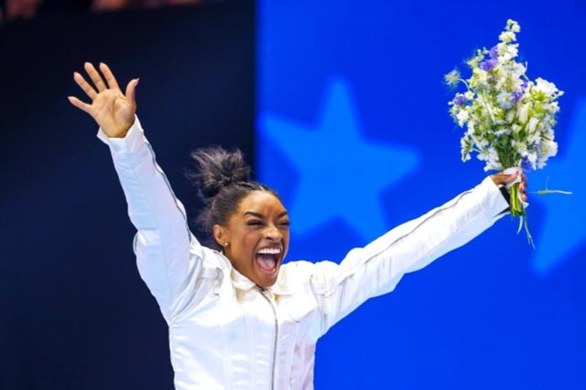 Simone Biles celebrates being selected for the 2024 US Olympic gymnastics team