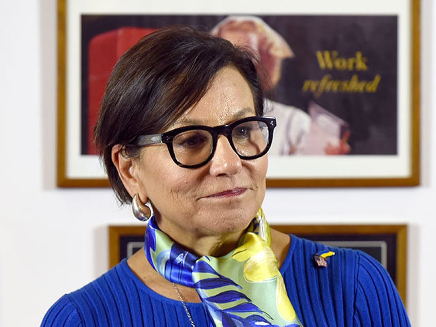 U.S. Special Representative for Ukraine's Economic Recovery Penny Pritzker holds a press conference at the Coca-Cola plant in Velyka Dymerka, Kyiv Region, northern Ukraine. (Photo credit should read Kaniuka Ruslan / Ukrinform/Future Publishing via Getty Images)