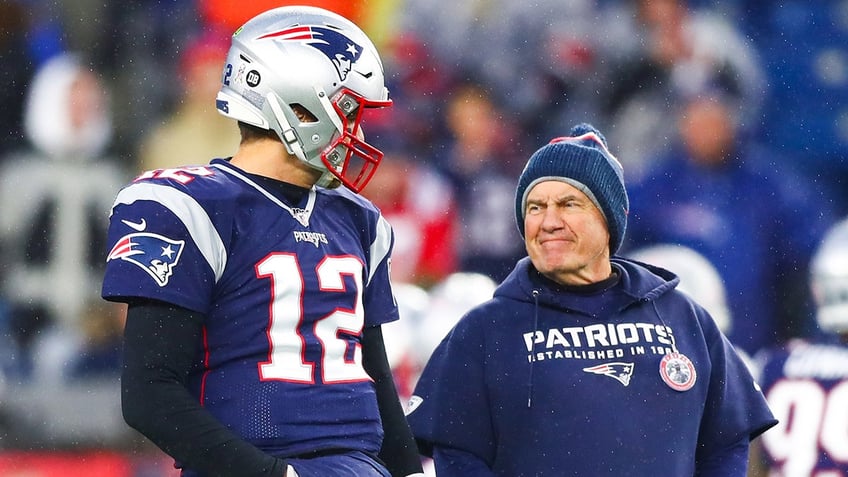 Bill Belichick and Tom Brady on field