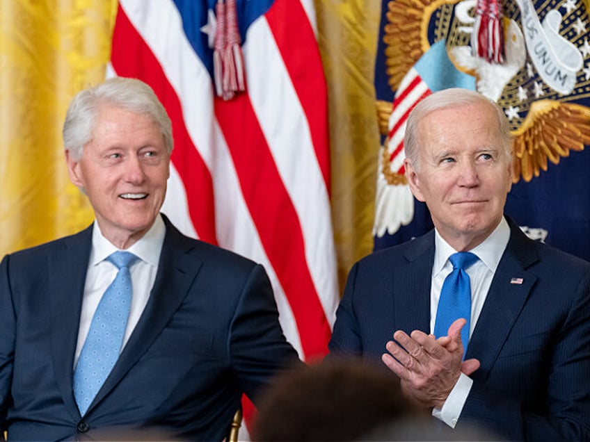 President Joe Biden and former President Bill Clinton attend an event marking the 30th ann