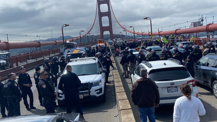 protest at Golden Gate Bridge 