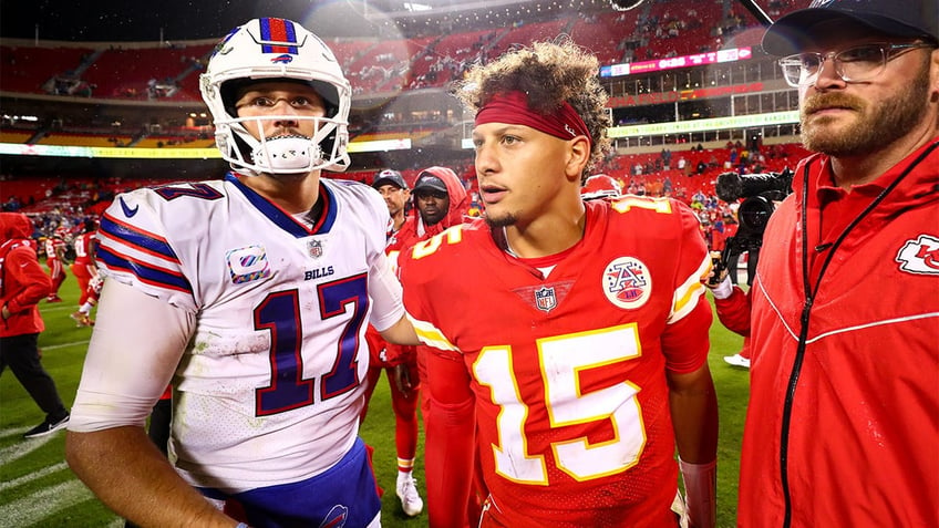 Josh Allen and Patrick Mahomes after a game