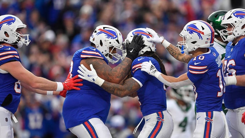 Bills players celebrate