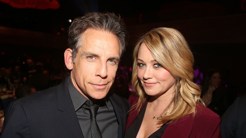 Ben Stiller and Christine Taylor smiling