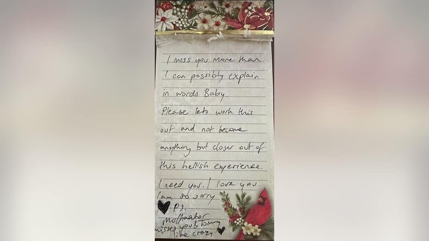 An alleged love note from Firerose to Billy Ray Cyrus