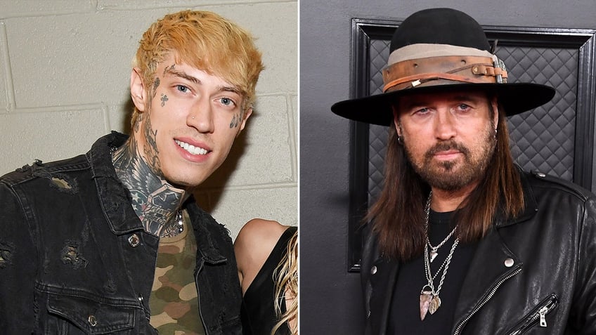 Side by side photos of Trace Cyrus and Billy Ray Cyrus