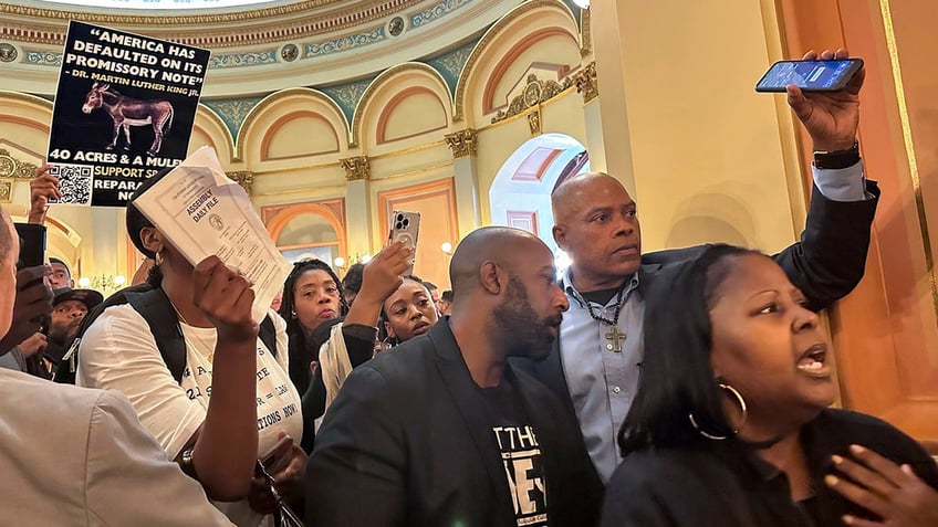 Black reparations activists at California legislature