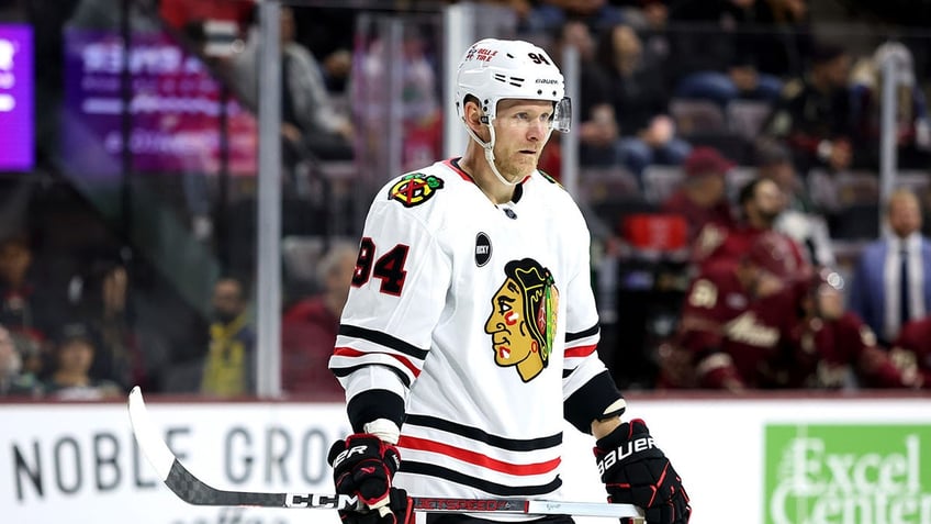 blackhawks general manager kyle davidson addresses corey perry dismissal denies disgusting rumors